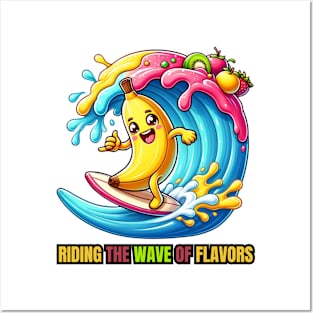 Banana Boarding - Riding the Wave of Flavors Surf Tee Posters and Art